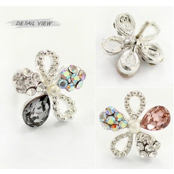 Charming Silver Plated Rhinestone crystal cute flower ear stud E-0228