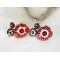 wholesale 2 pieces colorful glazed rhinestone cute flower ring adjustable R-0570