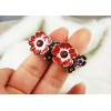 wholesale 2 pieces colorful glazed rhinestone cute flower ring adjustable R-0570