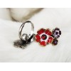 wholesale 2 pieces colorful glazed rhinestone cute flower ring adjustable R-0570