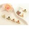 gold plated rhinestone glazed kiss ear stud E-0504