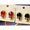 gold plated crystal skull ear stud E-1087