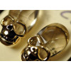 gold plated crystal skull ear stud E-1087
