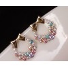 Charming Gold Plated colorful Rhinestone bowknot bag ear stud E-1553