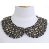 handmade black/white lace gun black pearl beads clear crystal collar N-2049