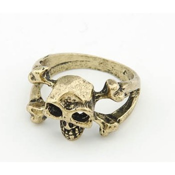 vintage style 2 pieces bronze skull ring #7 R-0048
