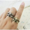 vintage style 2 pieces bronze skull ring #7 R-0048