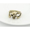 vintage style 2 pieces bronze skull ring #7 R-0048