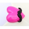 Afanti black mustache purple deep pink heart ring R-0659