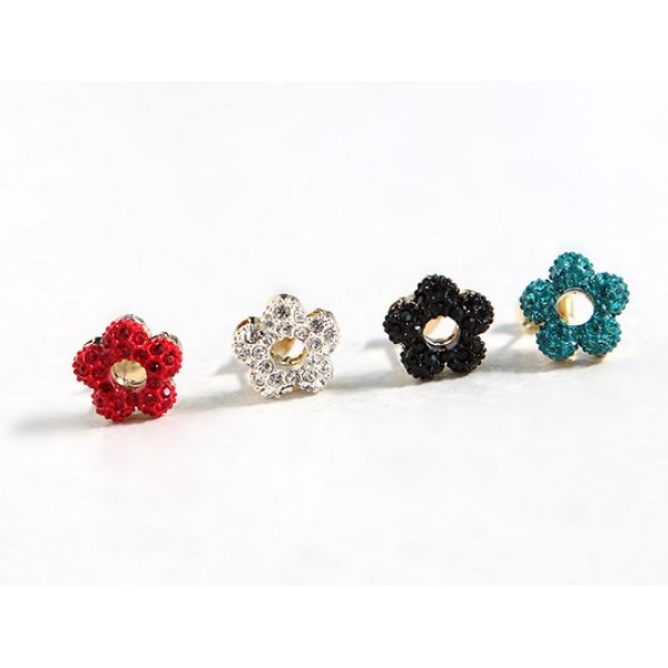 cute gold plated rhinestone flower ear stud E-0013