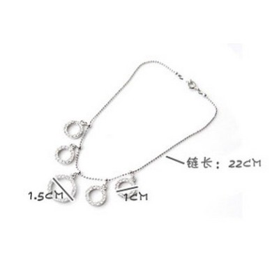 silver plated rhinestone circle fringe anklet B-0046