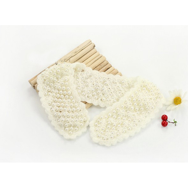 Lovely Woolen Yarn hollow out Flower pearl  Collar N-2070