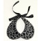 fashion black cotton velvet clear beads faux gem collar silk chain necklace N-2032
