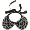 fashion black cotton velvet clear beads faux gem collar silk chain necklace N-2032