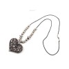 2Colros Vintage Style Rhinestone Flower Beads Heart Necklace N-4816