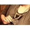 2Colros Vintage Style Rhinestone Flower Beads Heart Necklace N-4816
