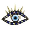 Punk style Vintage Bronze Alloy Colorful Rhinestone Eyelashes Eye Revit Ring Adjustable R-0196