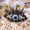 Punk style Vintage Bronze Alloy Colorful Rhinestone Eyelashes Eye Revit Ring Adjustable R-0196