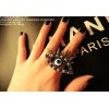 Punk style Vintage Bronze Alloy Colorful Rhinestone Eyelashes Eye Revit Ring Adjustable R-0196