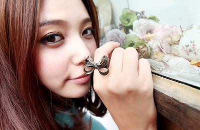 Retro Style Simple Noble Lovely Big Bowknot Ring Adjustable R-0126