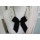Lace pearl crystal black bowknot collar necklace N-2035
