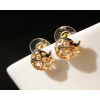 gold tone hollow out crystal fish earring E-0634