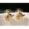 gold tone hollow out crystal fish earring E-0634