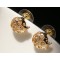 gold tone hollow out crystal fish earring E-0634