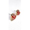 Gold Plated Glazed UK Flag Heart Ear Stud E-1044