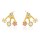 2Color Optional Gold Colorful Rhinestone Love Glazed Flower Ear Stud Earrings E-0502