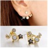 2Color Optional Gold Colorful Rhinestone Love Glazed Flower Ear Stud Earrings E-0502
