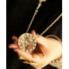 Top Fahsion Subflower Leather & Shell Round Pendant Necklace