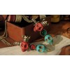 Retro Style Red & Blue Gem Crown Skull Necklace Ring Set S-0008