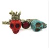 Retro Style Red & Blue Gem Crown Skull Necklace Ring Set S-0008