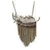 vintage style bronze feather shape fringe necklace N-3266