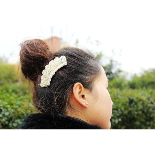 Charming Noble Lace Pearl Crystal Hair Clip F-0057
