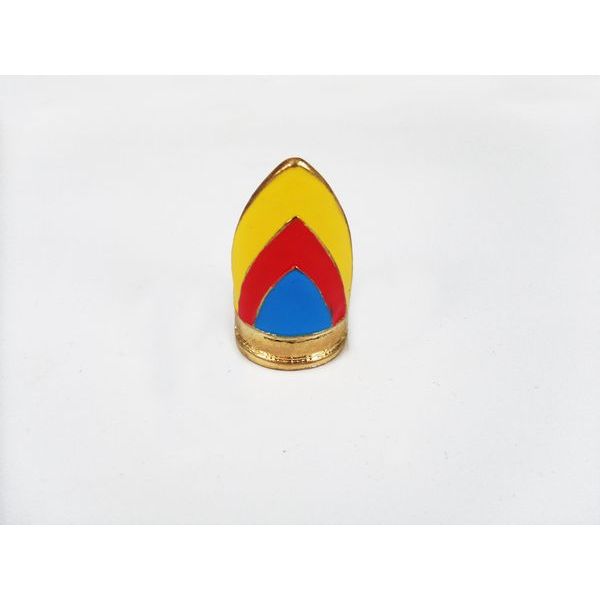 gold plated striation colorful glazed Shield ring #7 R-0130