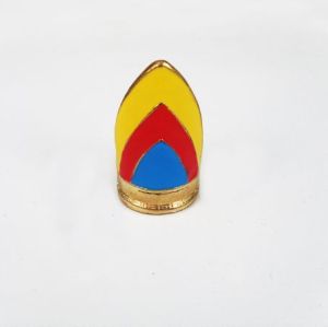 gold plated striation colorful glazed Shield ring #7 R-0130