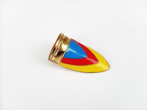 gold plated striation colorful glazed Shield ring #7 R-0130