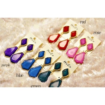 Colors Optional Noble Big Geometric Gem Ear Stud Earring E-2017