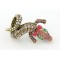 New Style Retro Bronze Bowknot pink rhinestone Crocodile gecko ring R-0673