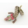 New Style Retro Bronze Bowknot pink rhinestone Crocodile gecko ring R-0673