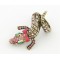 New Style Retro Bronze Bowknot pink rhinestone Crocodile gecko ring R-0673