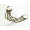 vintage style silver/bronze alloy double finger edging ring R-0001