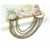 vintage style silver/bronze alloy double finger edging ring R-0001