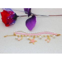 charming multilayer pearl star music symbol bracelet B-0256
