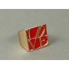 gold plated red glazed quadrate love letter ring R-0719