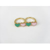 gold plated glazed heart double fingers ring R-0654