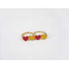 gold plated glazed heart double fingers ring R-0654