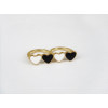 gold plated glazed heart double fingers ring R-0654